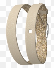 Wraparound Leather Strap Cream Gold Glitter Silver Finish Buckle - Les Georgettes png