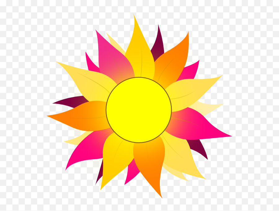 Wild Sunflower Clip Art - Vector Clip Art Pink And Orange Sun Png,Sunflower Clipart Png