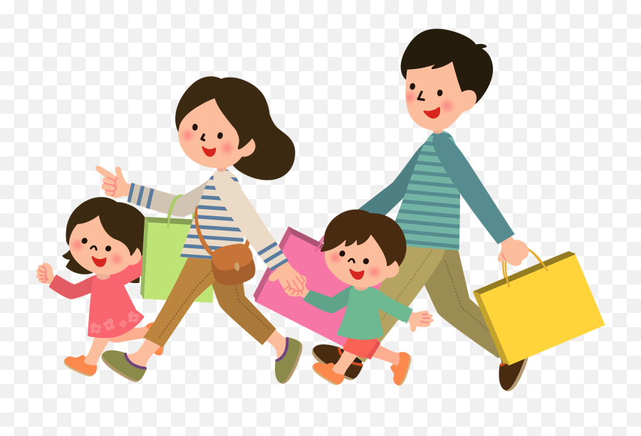 Family Is Shopping Clipart Free Download Transparent Png - Happy Family Shopping Clipart,People Shopping Png
