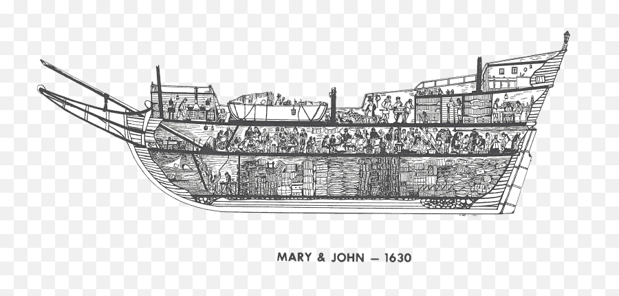 Download Hd Mary And John Ship Line Drawing - Sailing Ship Mary And John 1630 Png,Sailing Ship Png