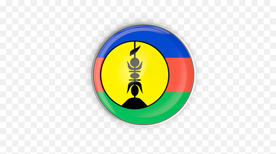 Round Button With Metal Frame - Symbol New Caledonia Flag Png,New Button Icon