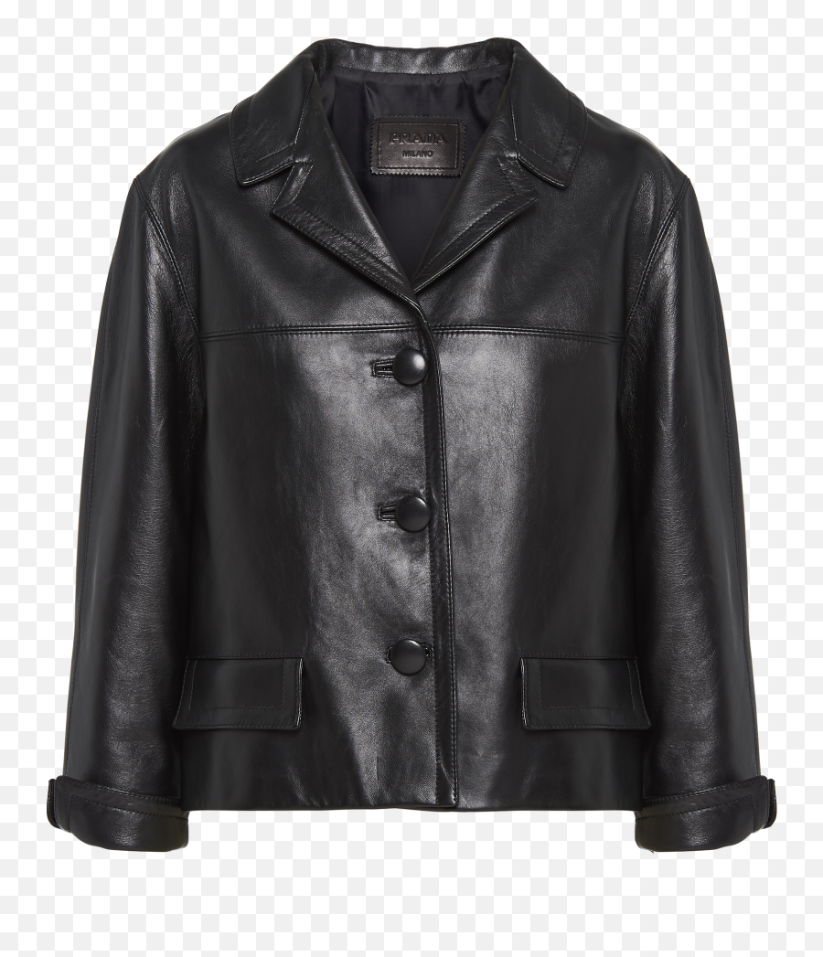 Black Nappa Leather Jacket - Boxy Leather Jacket Vintage Png,White Icon Motorcycle Jacket