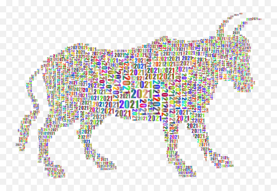 Year Of The Ox 2021 Silhouette Word Cloud Polyprismatic - Animal Figure Png,Small Wolf Icon