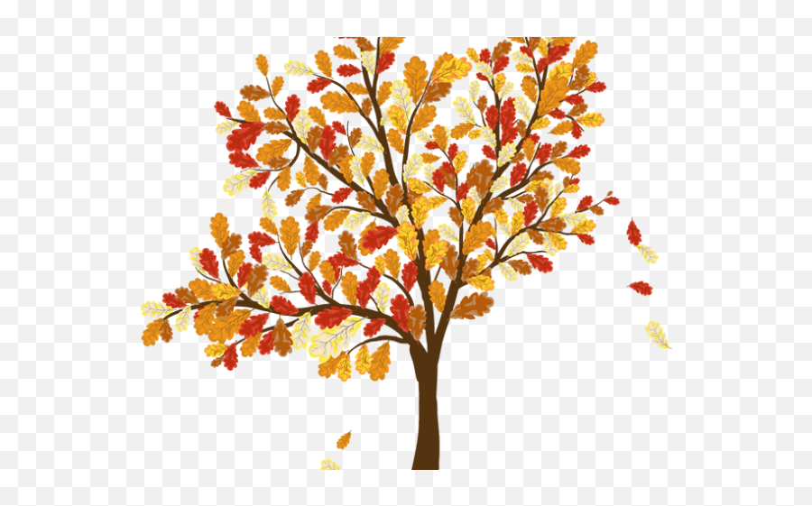 Autumn Leaves Clipart Coloured Leave - Tree With Leaves Falling Drawing Png,Fall Leave Png