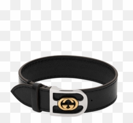 Interlocking G Black Leather Bracelet - Gucci Interlock Leather Bracelet Png,Gucci Belt Png