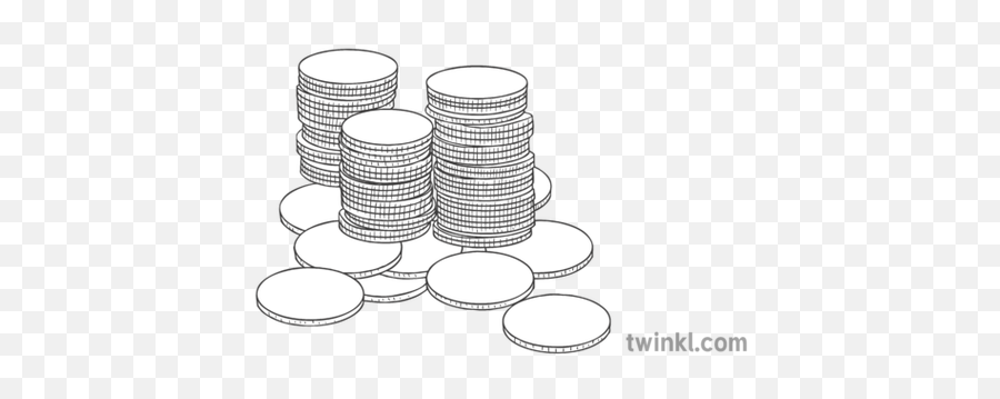 Coin Stack Money Ks3 Ks4 Black And White Illustration - Twinkl Dot Png,Money Stack Transparent