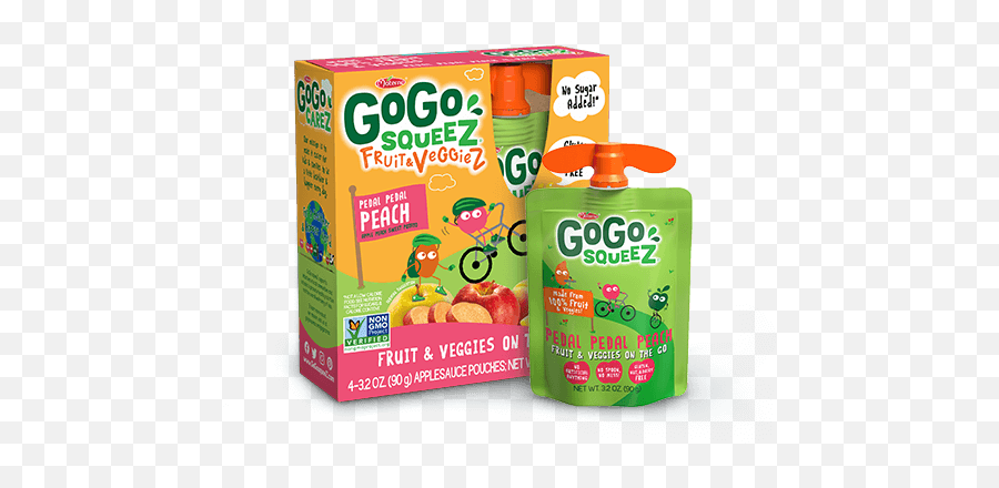 Gogo Squeez Pedal Peach - Fruit U0026 Veggiez Snack Pouches Gogo Squeez Apple Strawberry Png,Peach Transparent