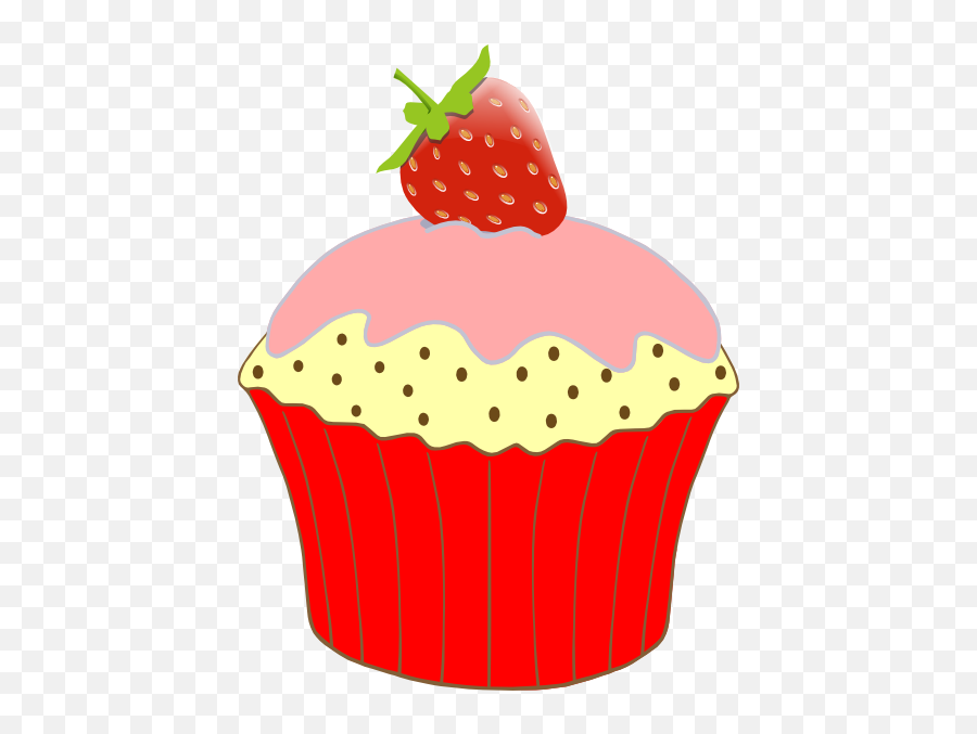 Strawberry Cupcake Clip Art - Vector Clip Art Strawberry Cupcake Clipart Png,Strawberry Clipart Png