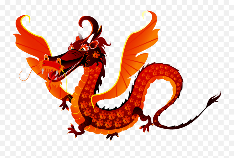 Chinese Dragon Cartoon Illustration - Chinese Dragon With Wing Png,Cartoon Dragon Png
