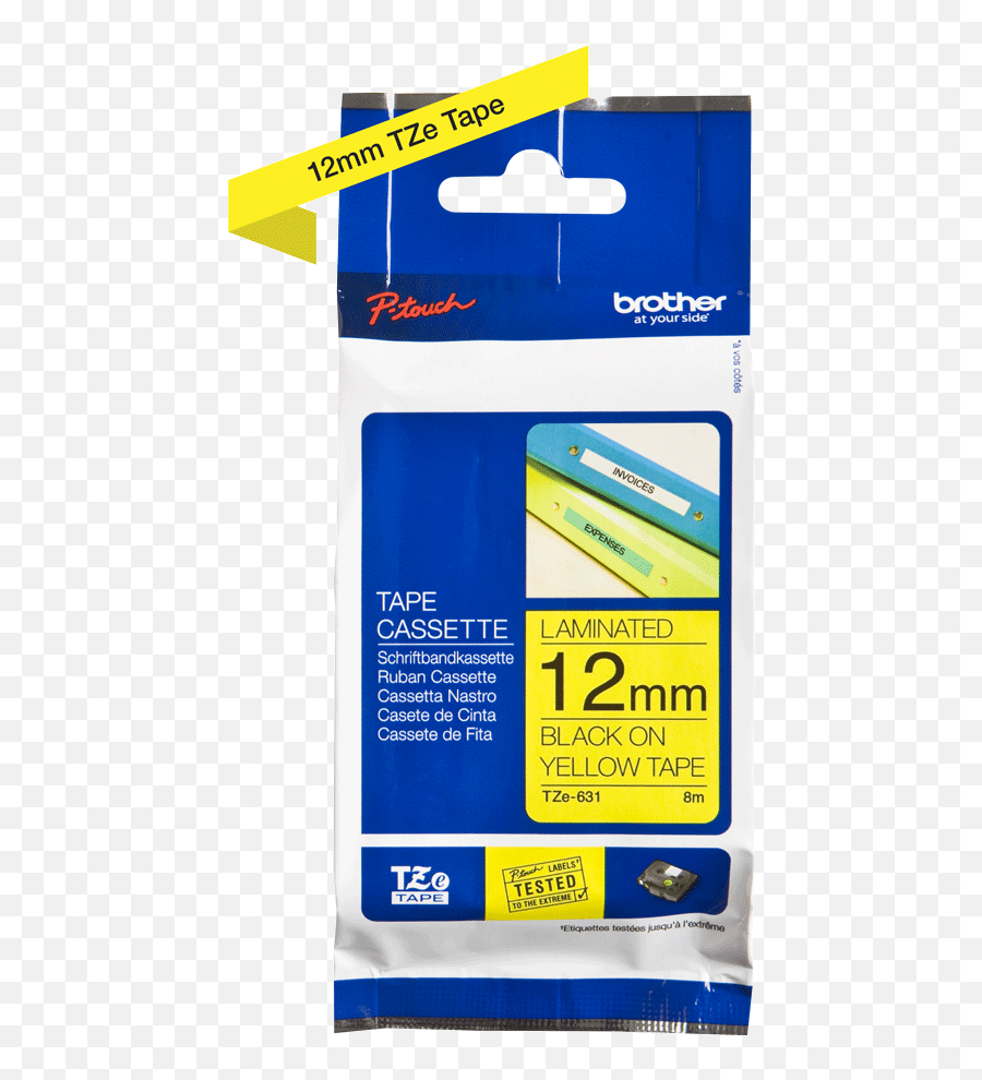 Brother Tze631 Labelling Tape Black - Brother Tze 631 Black Label On Yellow 12mm Png,Yellow Tape Png