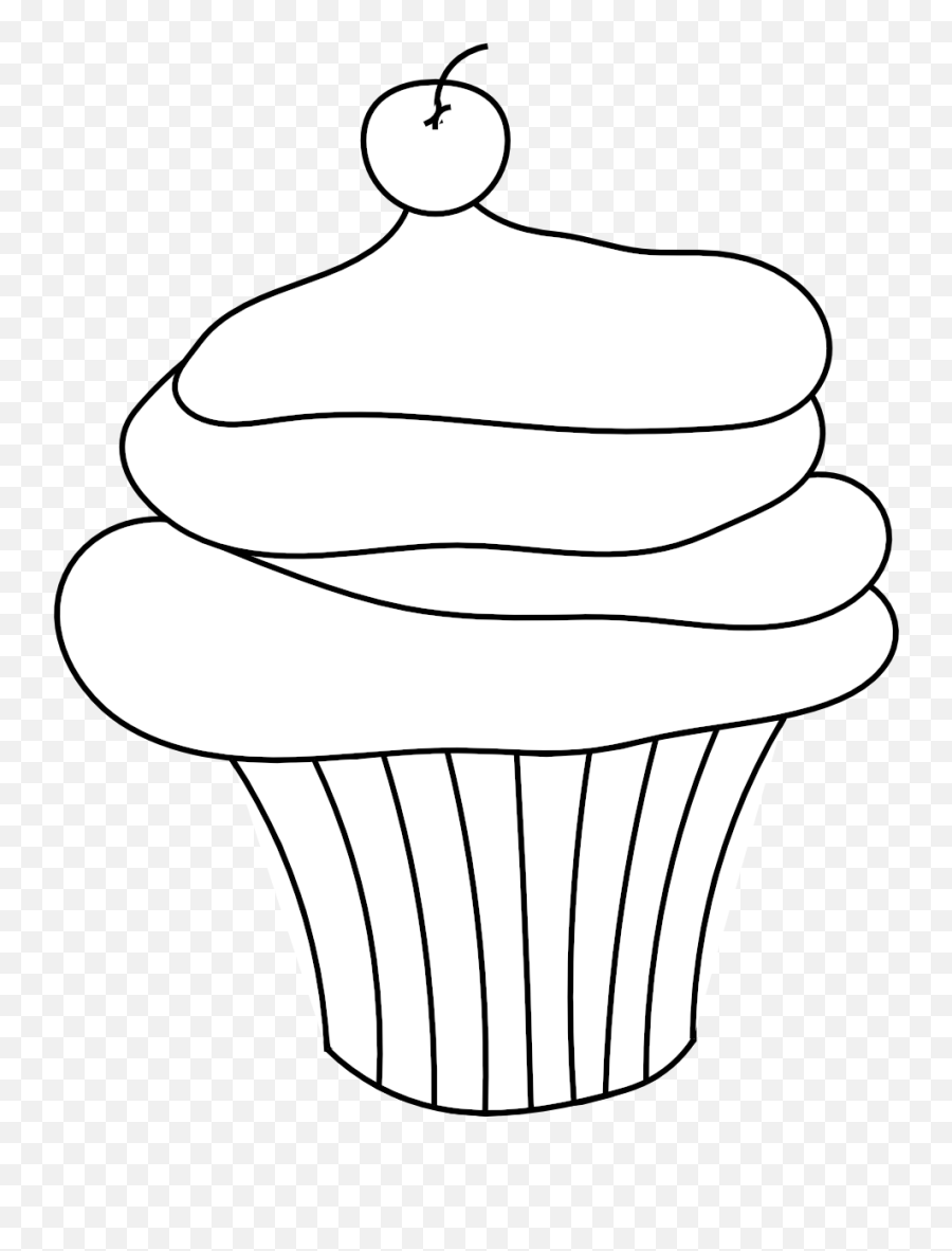 White Cupcake Outline Clipart Black - Outline Clipart Cupcake Vector Png,Cupcake Clipart Png