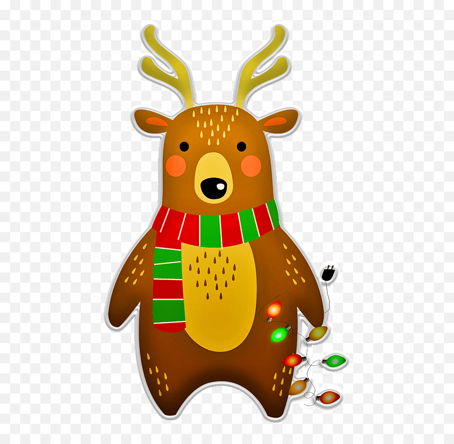 Christmas Deer With Garland Clipart Free Download - Christmas Day Png,Garland Transparent