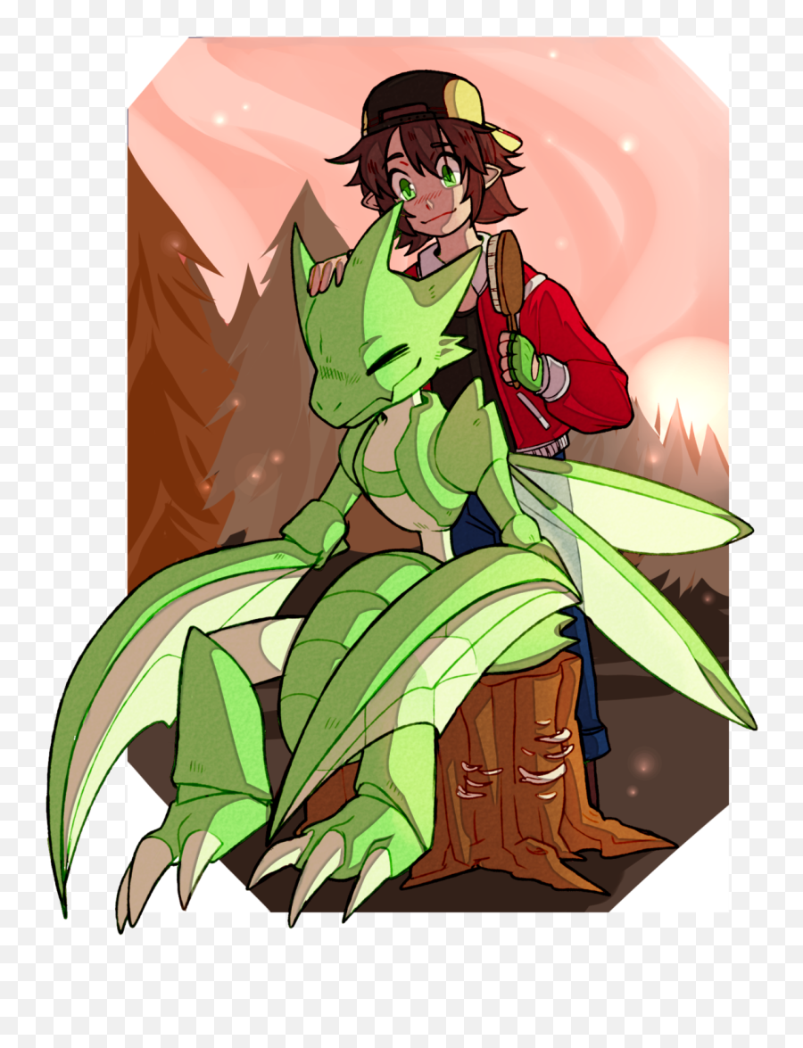 Grooming My Baby Scyther Outside Of - Fictional Character Png,Scyther Png