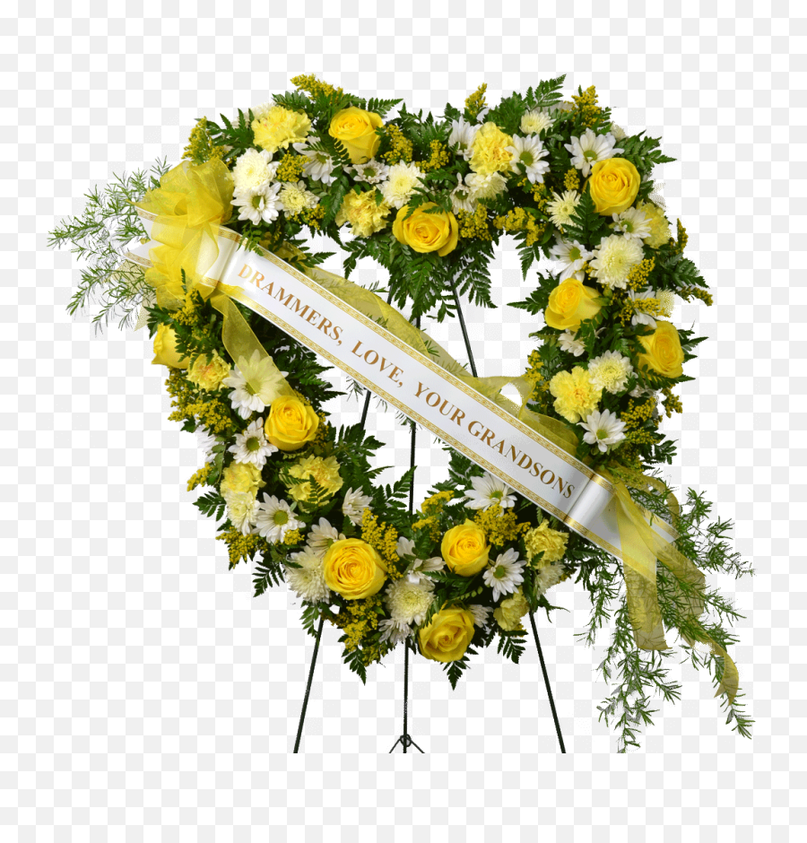 Heart Wreath For Funeral - Funeral Flower Ribbon Message Png,Funeral Png