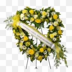 Heart Wreath For Funeral - Funeral Flower Ribbon Message Png,Funeral Png