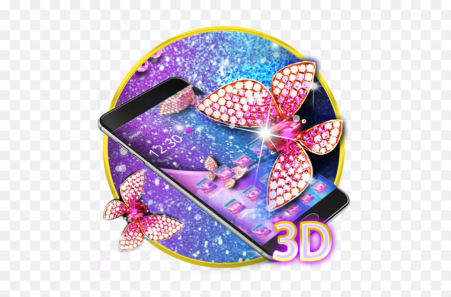 Fantasy Pink Purple Diamond Butterfly 3d Theme U2013 - Clip Art Png,Purple Butterfly Png