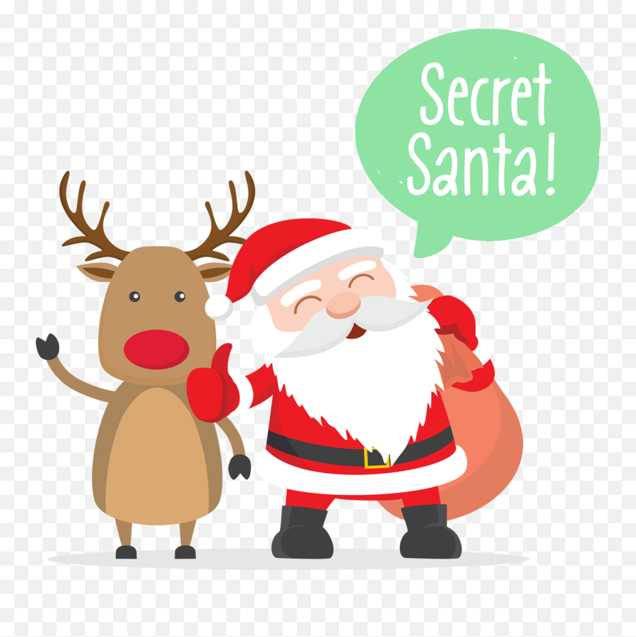 Clipart Reindeer Secret Santa Picture 645132 - Father Christmas Transparent Png,Santa And Reindeer Png