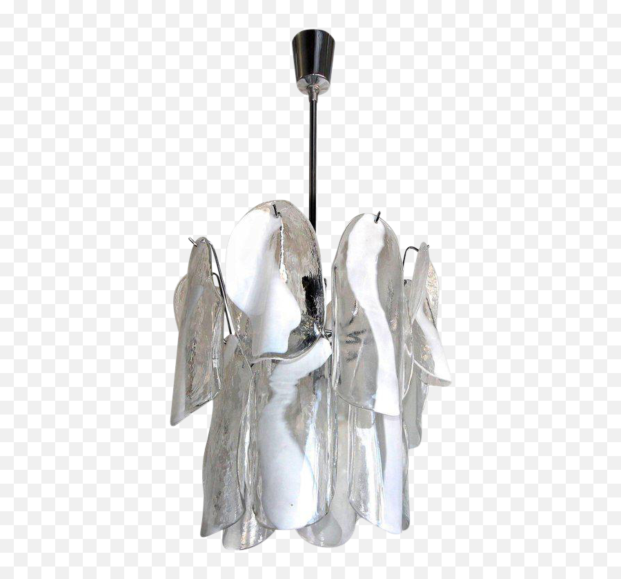 Mazzega Murano Textured White Clear Glass Panel Chandelier - Sconce Png,Glass Panel Png