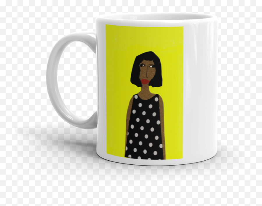 Download Hd Woman In Polka Dot Dress With Yellow Background - Elon Musk Tweet Mug Png,Polka Dot Background Png