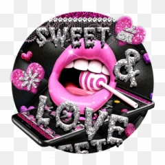 Updated Glitter Pink Lips Sweet Love Theme Pc Android - Girly png