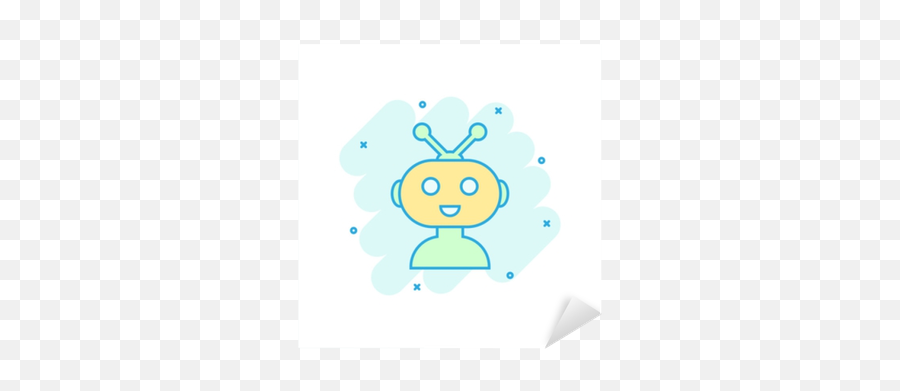 Sticker Cute Robot Chatbot Icon In Comic Style Bot Operator - Dot Png,Operator Icon