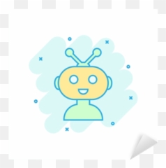 Sticker Cute Robot Chatbot Icon In Comic Style Bot Operator - Dot Png,Operator Icon