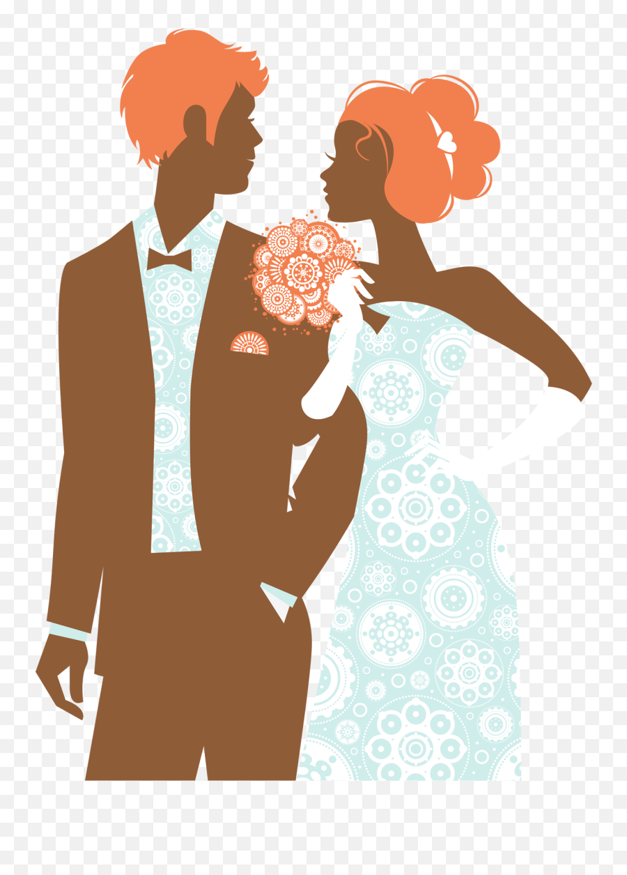 Download Wedding Invitation Hand Drawn Silhouette Bride And - Wedding Invitation Png,Marriage Png