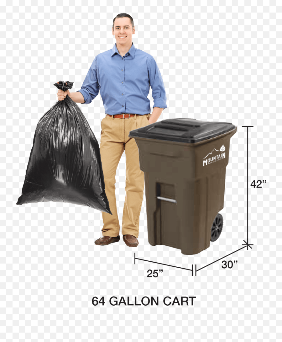 Container Dimensions Mountain Waste U0026 Recycling - Big Is A 96 Gallon Trash Can Png,Trash Can Transparent