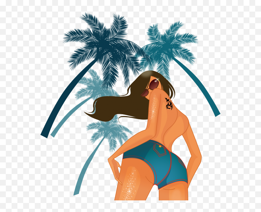 Clothing Bikini Palm Tree Swimwear - Beach Girls In Png,Girl In Bikini Png