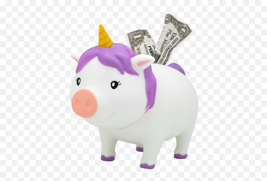 Unicorn White Piggy Bank Biggys - Piggy Bank Png,Piggy Bank Transparent