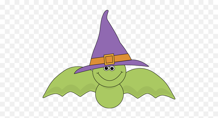 Green Bat Wearing Witch Hat Clip Art - Green Bat Wearing Black And White Cute Bat Clip Art Png,Witch Hat Transparent