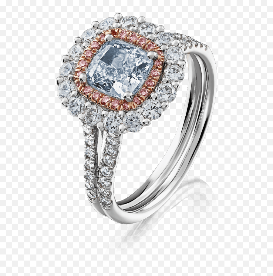 Blue Diamond Ring With Pink Surround 761 - Blue And Pink Diamond Ring Png,Pink Diamond Png