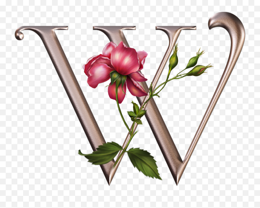 Monogram Letters Floral Design - Alfabeto Plateado Con Rosas U Png,Rosas Png