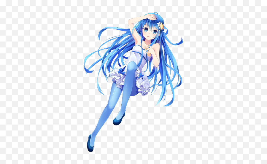 Anime Blue Hair - Anime Girl With Blue Hair Full Body Transparent Png,Anime Hair Transparent