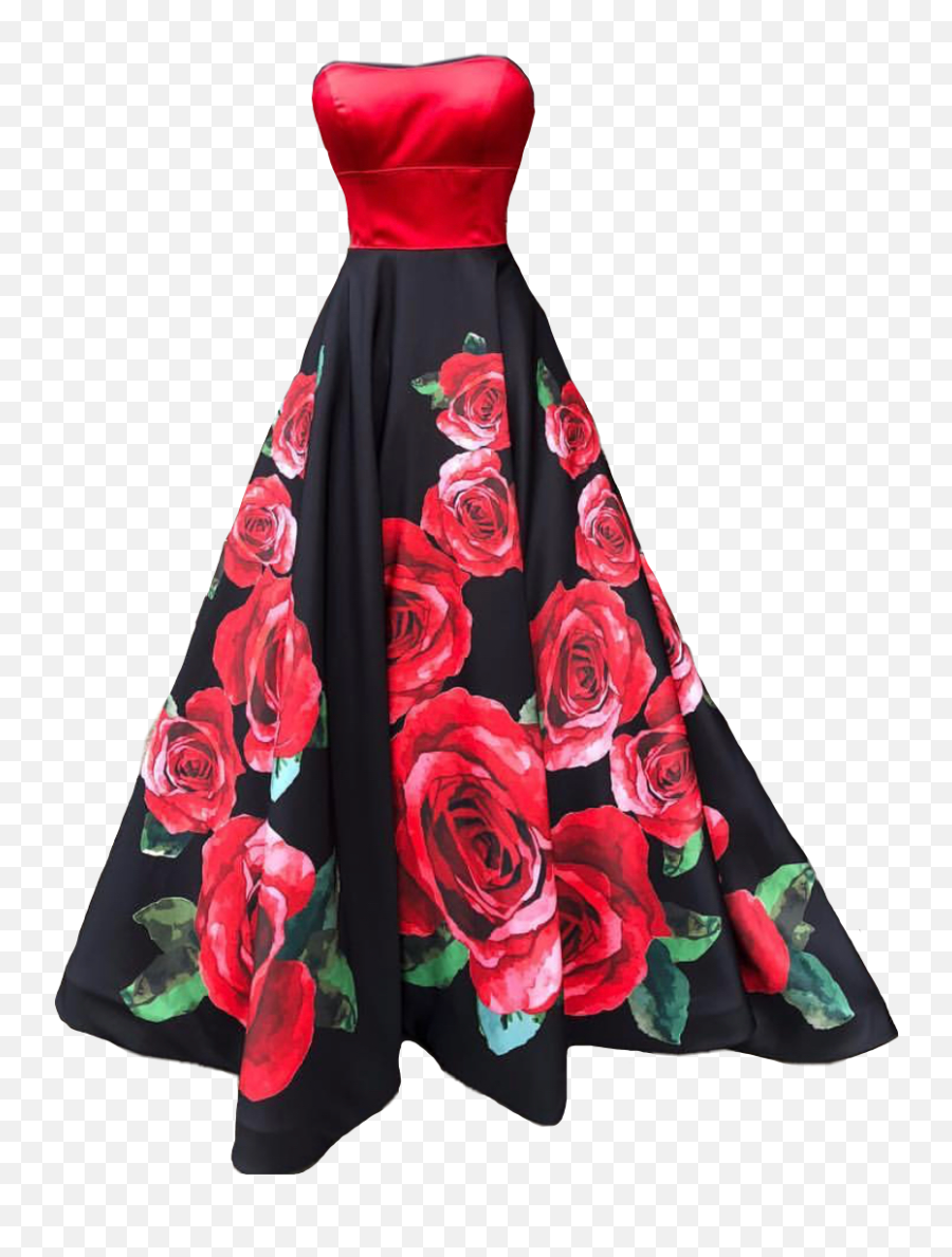 Prom - Black With Red Rose Dresses Png,Black Roses Png