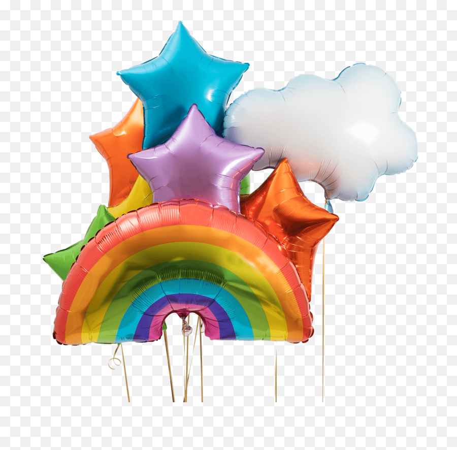 Rainbow Helium Filled Balloon Bouquet - Rainbow Helium Balloon Bouquet Png,Rainbow Cloud Png