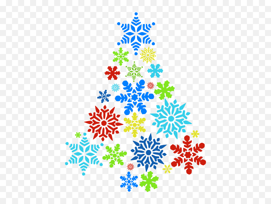 Colorful Snowflake Tree Clip Art - Png Red Snowflake Clipart,Transparent Snowflake Clipart
