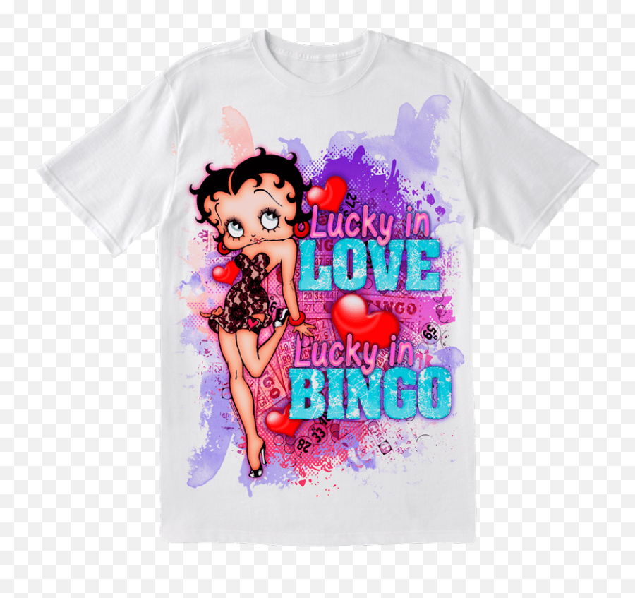 Betty Boop Lucky In Love Bingo Tee Shirt - Girl Png,Betty Boop Png