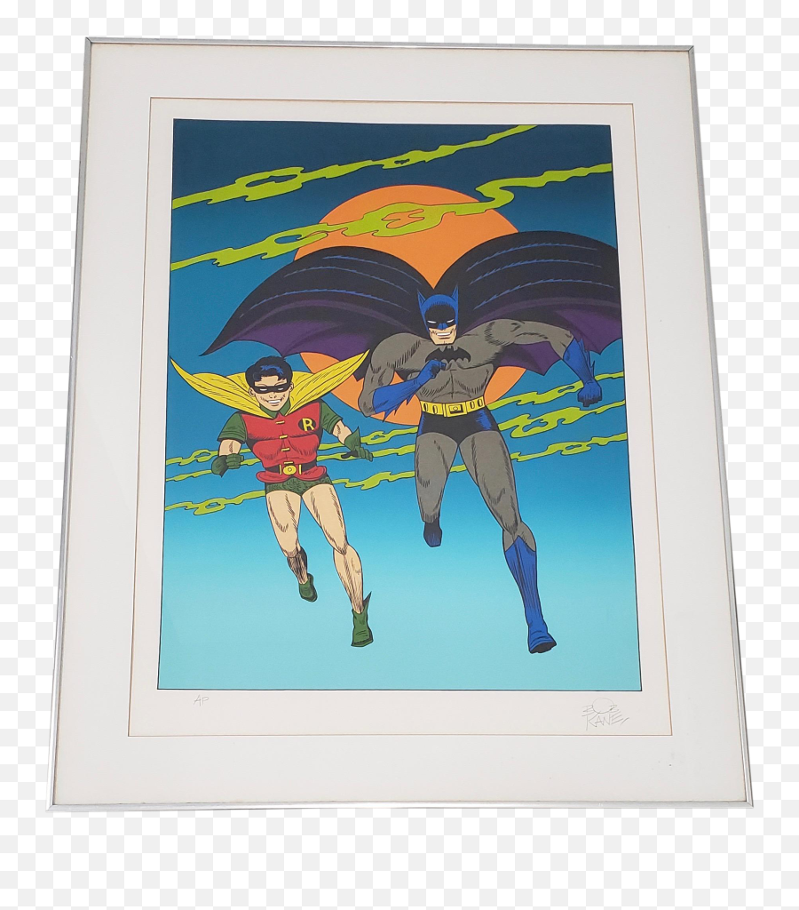 Bob Kane Batman And Robin Lithograph C1978 Artist Proof - Cartoon Png,Batman And Robin Png