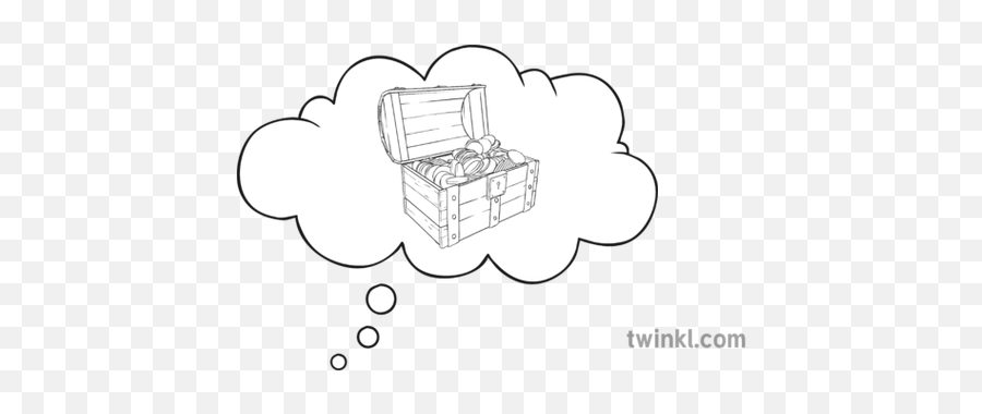 Dream Bubble With Treasure Chest Black And White - Line Art Png,Dream Bubble Png