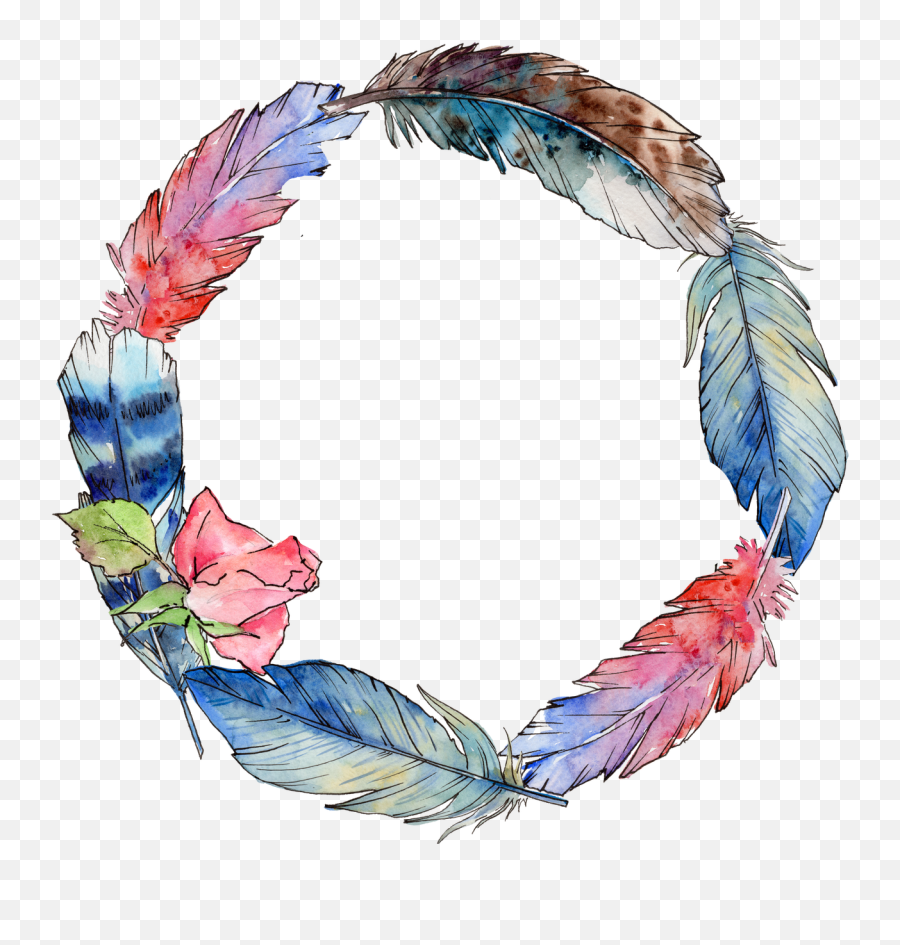 Feathers Clipart Watercolor Picture 1075106 - Transparent Feather Circle Png,Watercolor Circle Png