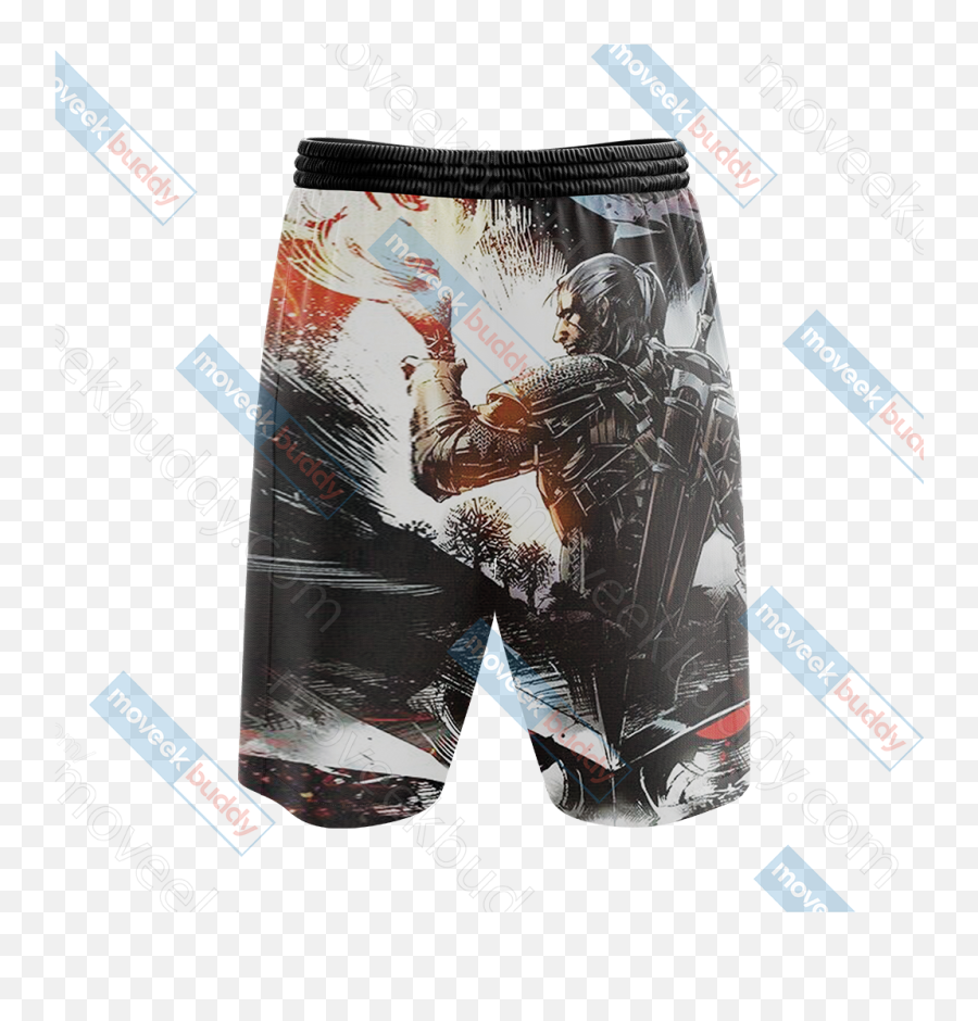 The Witcher 3 Wild Hunt Geralt 3d Beach Shorts - Board Short Png,Geralt Png