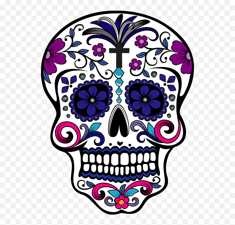 Sugar Skull Tshirt Design Or Tattoo By Illustration - Transparent Background Sugar Skull Png,Skull Tattoo Png