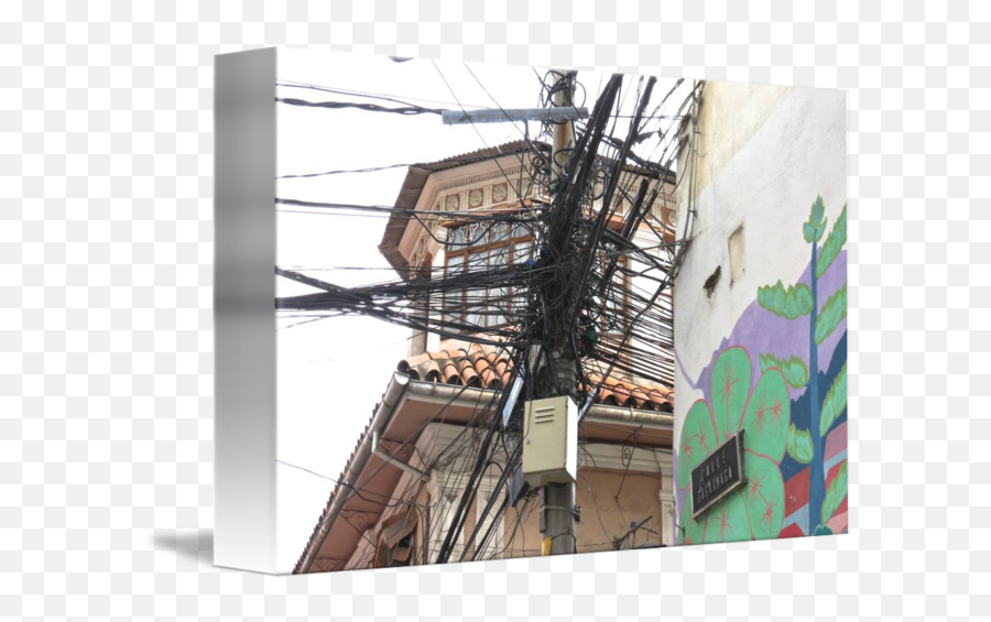 Telephone Pole In La Paz Bolivia By Matthew Straubmuller - Vertical Png,Telephone Pole Png