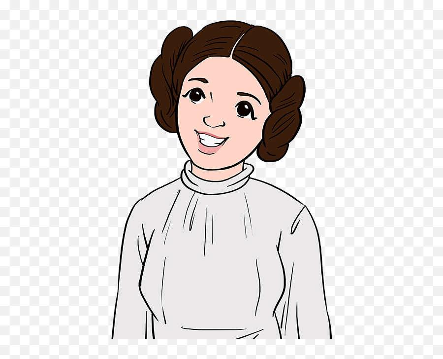 How To Draw Princess Leia - Princess Leia Cartoon Drawing Png,Princess Leia Icon