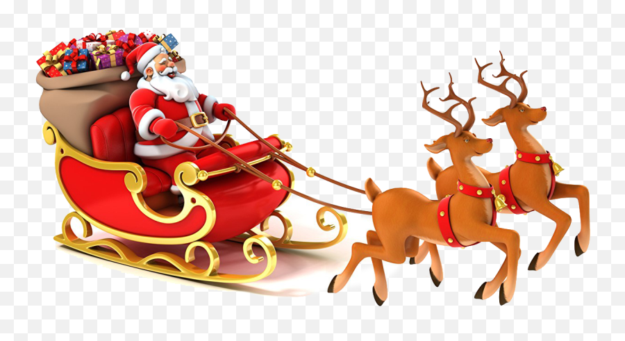 Christmas Sled Png Image Mart - Santa Claus Image Download,Santa And Reindeer Png