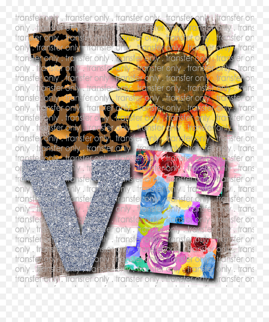 Siser Lov 9 Love Sunflower Leopard And Background - Sunflower Png,Sunflower Transparent Background
