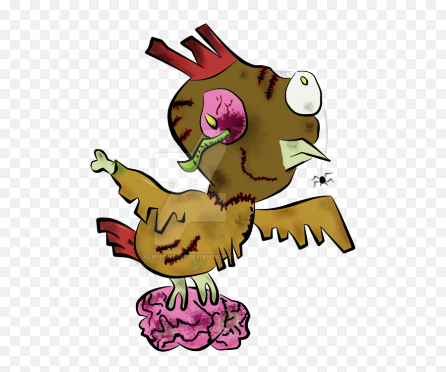Zombie Chicken Brown By Albrecht - Cartoon Zombie Chicken Zombie Chicken Png,Zombie Transparent Background