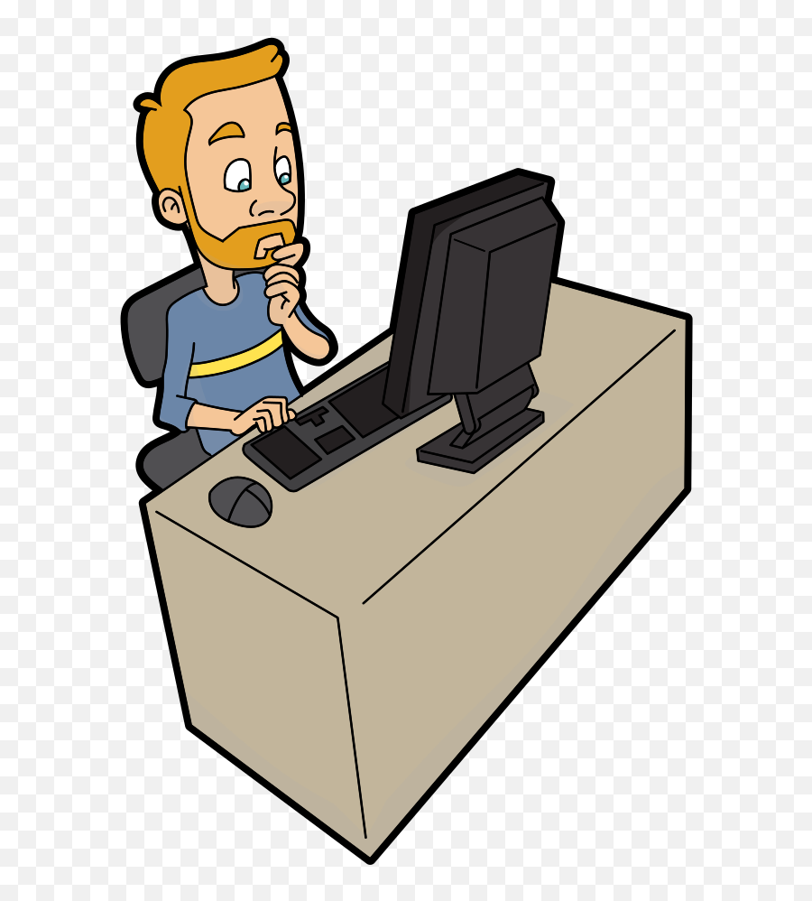 Cartoon Computer Png - Man Using Computer Cartoon,Cartoon Computer Png