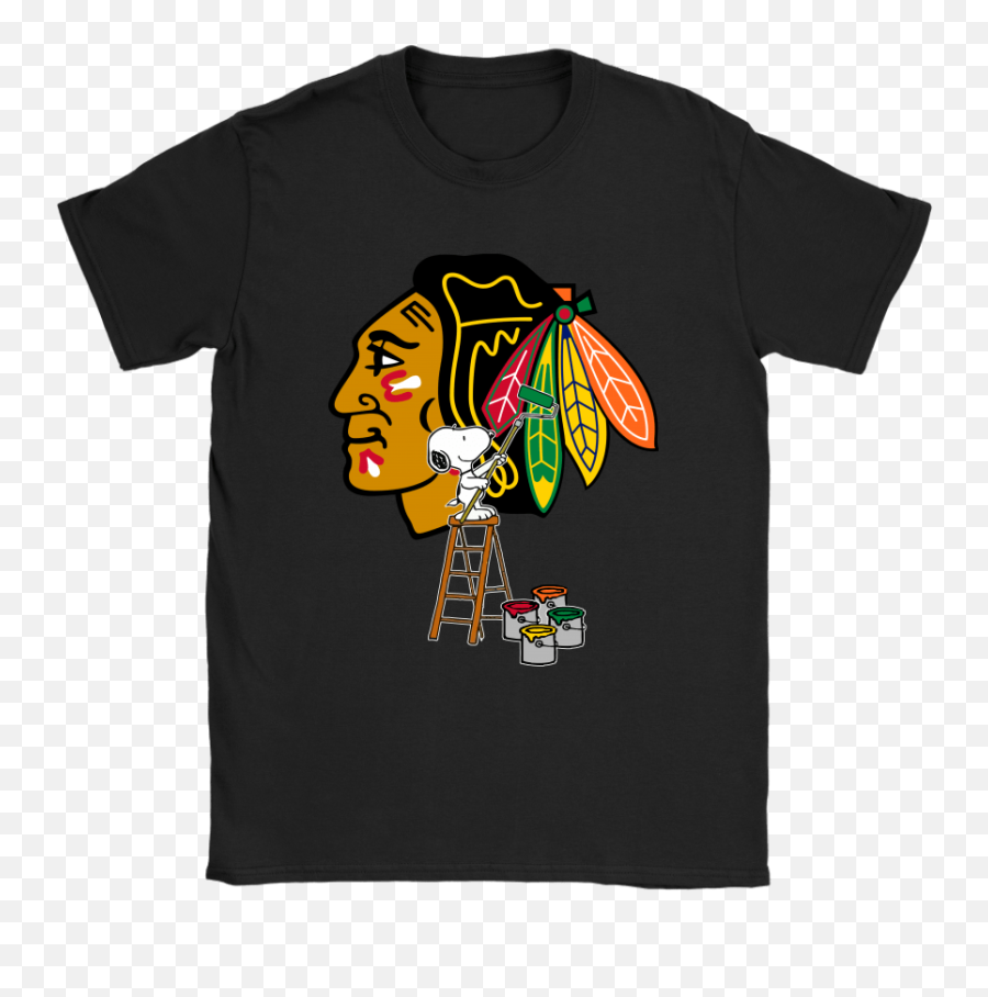 Snoopy Paints The Chicago Blackhawks - Oklahoma State Dad Shirt Png,Chicago Blackhawks Logo Png